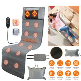 Full Body Electric Massage Mat with Heat Vibration Massage Pad Cushion Back Massage Mattress Chair Pad with Neck Massage Pillow with 10 Vibration Moto